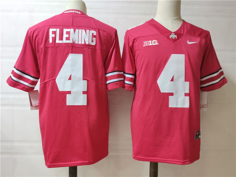 Men Ohio State Buckeyes #4 Fleming Red Nike 2025 NCAA Jersey